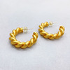 Fashionable golden matte earrings, design spiral, new collection