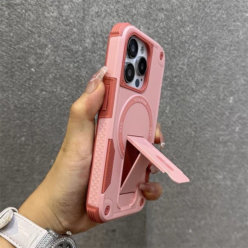 适用苹果15手机壳iPhone16promax磁吸隐形支架高级感简约保护套新|undefined