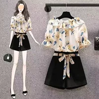 Цельный костюм/костюм 2024, летний костюм-шорты для похудения живота, модный комплект из двух предметов для женщин, скрывающих жир и слегка полных женщин.