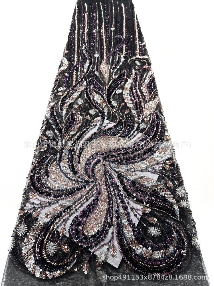 Pavilón europeo bordado tela de malla alfombra roja delgada vestido de desfile ligero lujoso vestido de fiesta de cumpleaños tela de noche