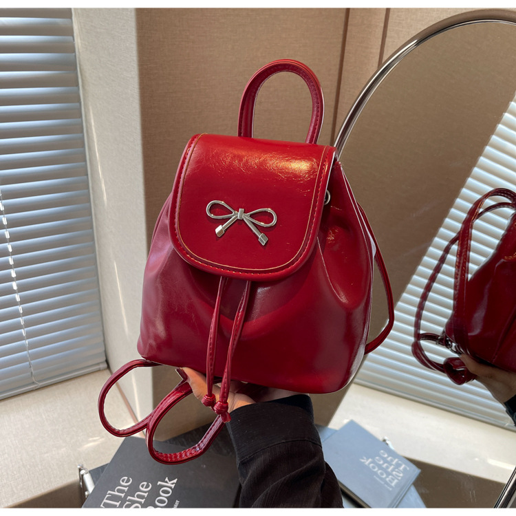 2024 New Fashionable Bucket Bow Korean Edition Casual Shoulder Small Women's Bag Handheld Personalized Backpack_voghion.com