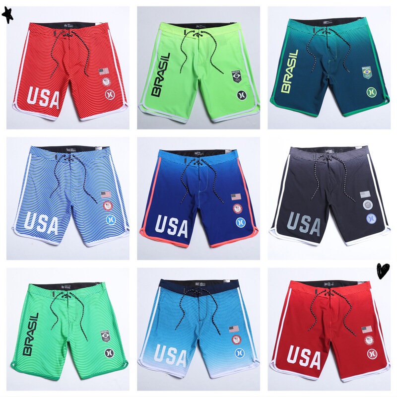 New Men's Beach Shorts Foreign Trade Supply Blue Casual Summer Printed Sports Fitness Surfing Shorts