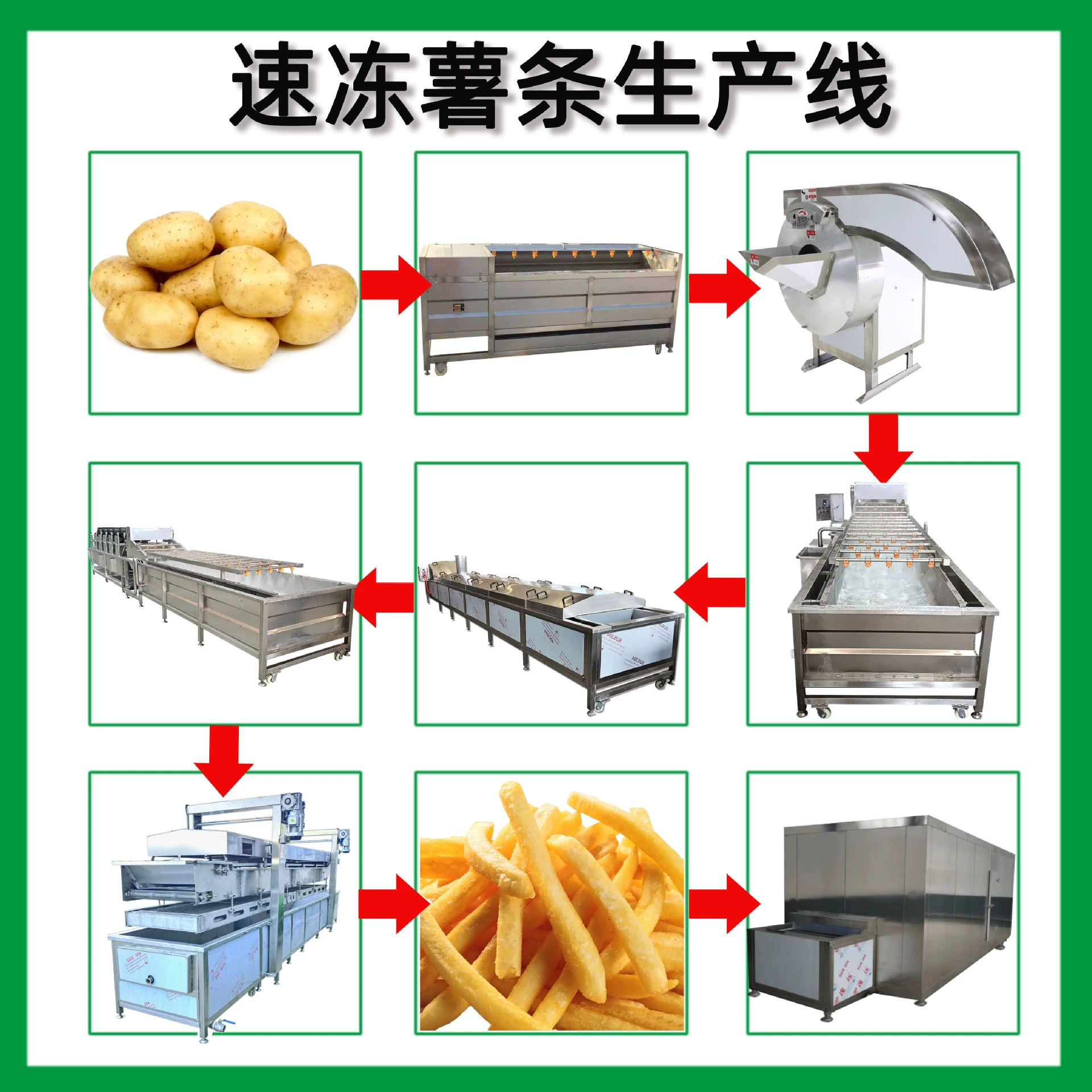 Оборудование для производства быстрозамороженного картофеля фри Линия для производства фри Французская линия фри фритюрницы