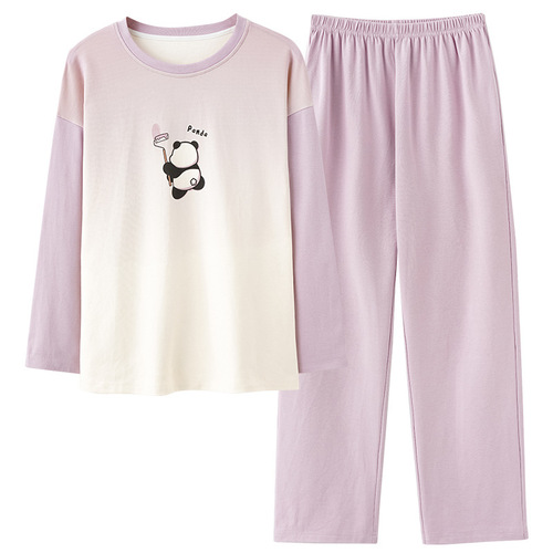 2025 Couple Pajamas for Women, Spring & Autumn – Simple Long-Sleeve Design | Unisex Home Wear | Thin-Style Cartoon Set