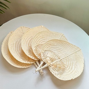 Traditional Handmade Bamboo Fan for Children, Hanfu Fan, Straw Fan, Ancient Style Large Banana Fan, Round Fan