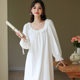 Long Sleeve Nightgown Cotton Women's Spring Sweet Loose plus size Long Palace Style Pajamas Soft Outwear Home Clothes Autumn and Winter