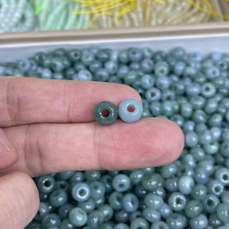 危料蓝水翡翠小跑环散珠子串珠圆珠diy手工编绳手串项链饰品配件|undefined
