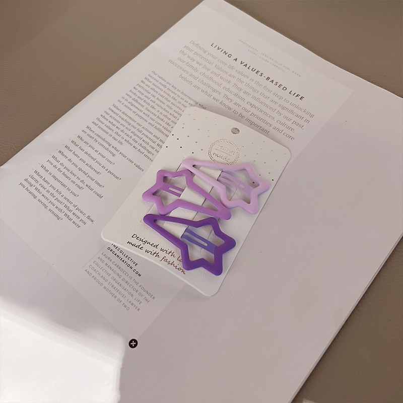 Nuevo clip helado de horquilla azul púrpura de niña horquilla rota clip BB de color degradado de estrella de cinco puntas de niña