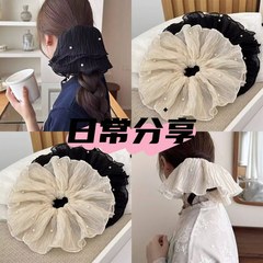 韓国風の気質プリーツパール付き大きなつばのヘアゴム、高級ヘアゴム、スーパーフェアリーの新しいヘアゴム