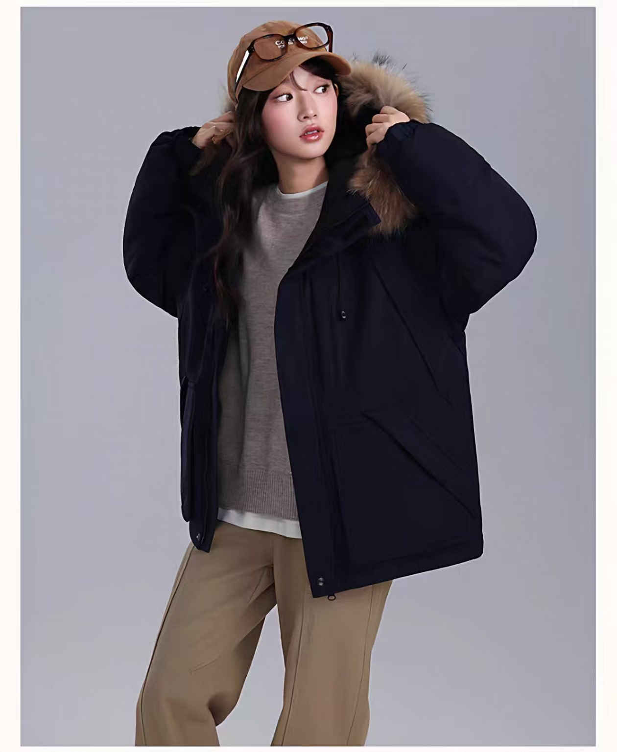 Invierno nuevo tipo de ropa de algodón de pluma de cuello grande con capuzas ocio relajado para superar la ropa de algodón caliente multicolor y grueso image 7