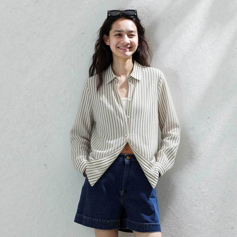French-Style High-End Loose Striped Shirt for Women, New Spring and Autumn Cotton-Linen Blend Long-Sleeve Commuter Top and Base Layer Shirt French-Style High-End Loose Striped Shirt for Women, New Spring and Autumn Cotton-Linen Blend Long-Sleeve Commuter Top and Base Layer Shirt