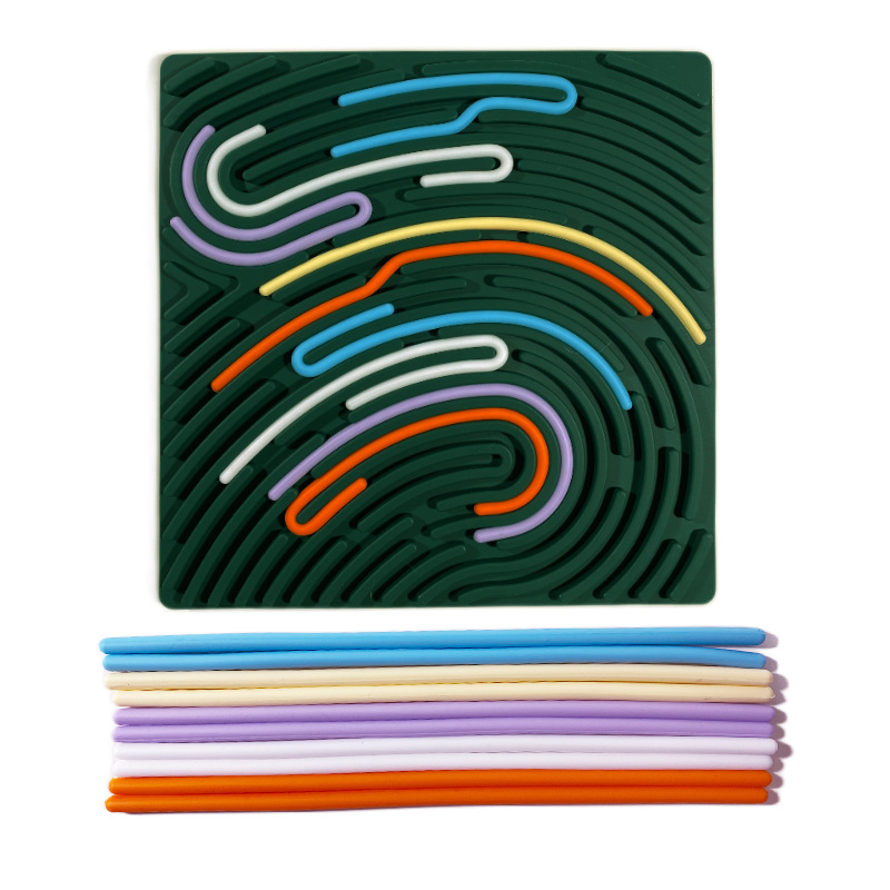 정사각형 짙은 녹색 양면 재생 가능(실리콘 플레이트 1개 + 실리콘 스트립 10개 포함) 202.5g