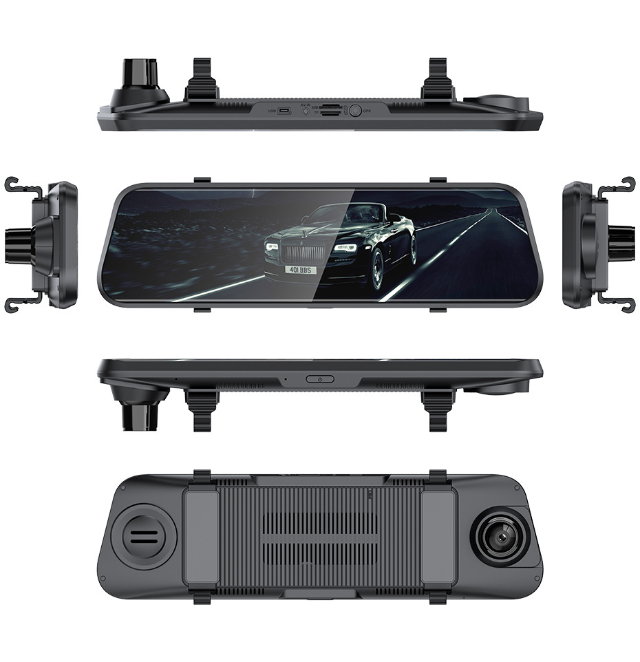 Cross-Border 9.66 10-Inch 4g Full-Screen Streaming Rearview Mirror Hd Night Vision 1080P Dual-Lens Driving Recorder
