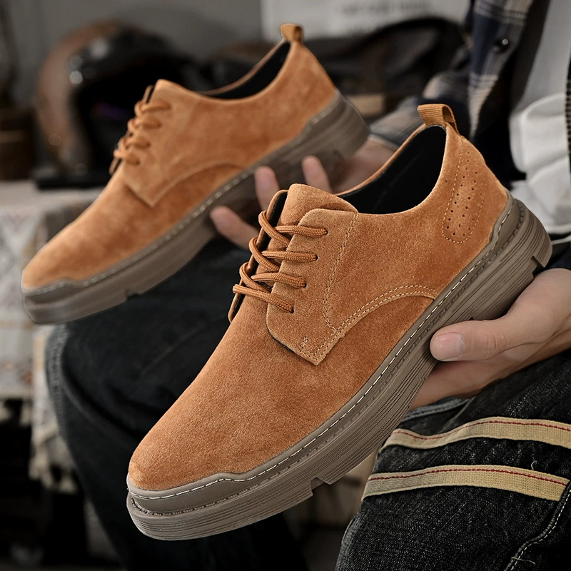 Трансграничные новые мужские туфли из флисовой кожи повседневная обувь весенний первый слой свинины бизнес кожаная обувь для внешней торговли качество одиночной обуви мужская обувь