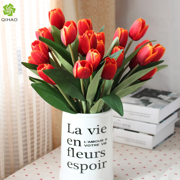 Home Decor Artificial 9-Head Tulip Fake Flower Mini Tulip Wedding Living Room Ornament Artificial Flower
