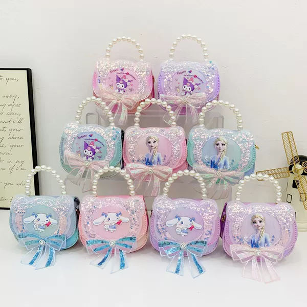 2025 Cartoon Aisha Children's Sequin Shoulder Bag Little Girl's Cute Kulomi Pearl Handbag Crossbody Bag