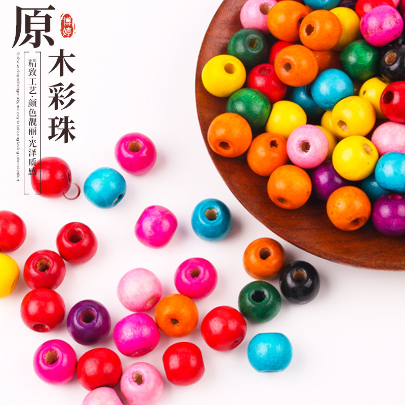 Colorful Wooden Beads Loose Beads DIY Handmade Bracelet Beading Basket Materials Wooden Door Curtain Large Hole Colored Beads Accessories Wholesale Colorful Wooden Beads Loose Beads DIY Handmade Bracelet Beading Basket Materials Wooden Door Curtain Large Hole Colored Beads Accessories Wholesale