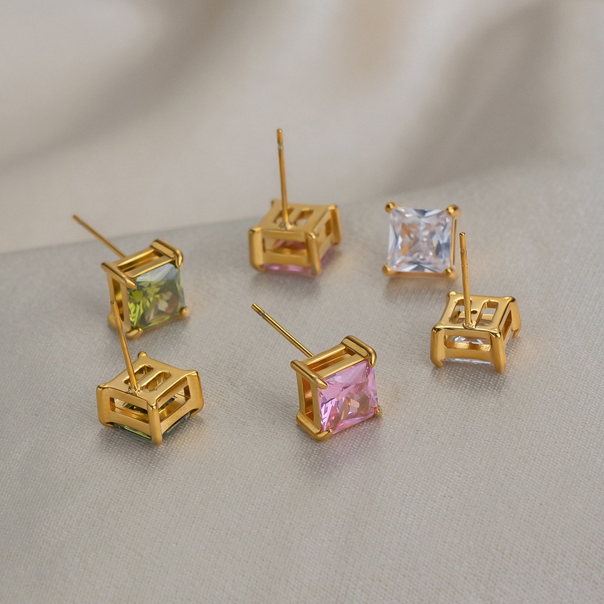 Fashionable square universal earrings stainless steel