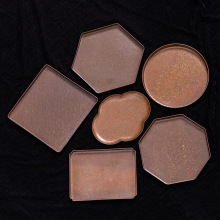 紫铜锤纹壶承茶托 壶托茶盘建水干泡壶垫功夫茶台 日式复古点心盘