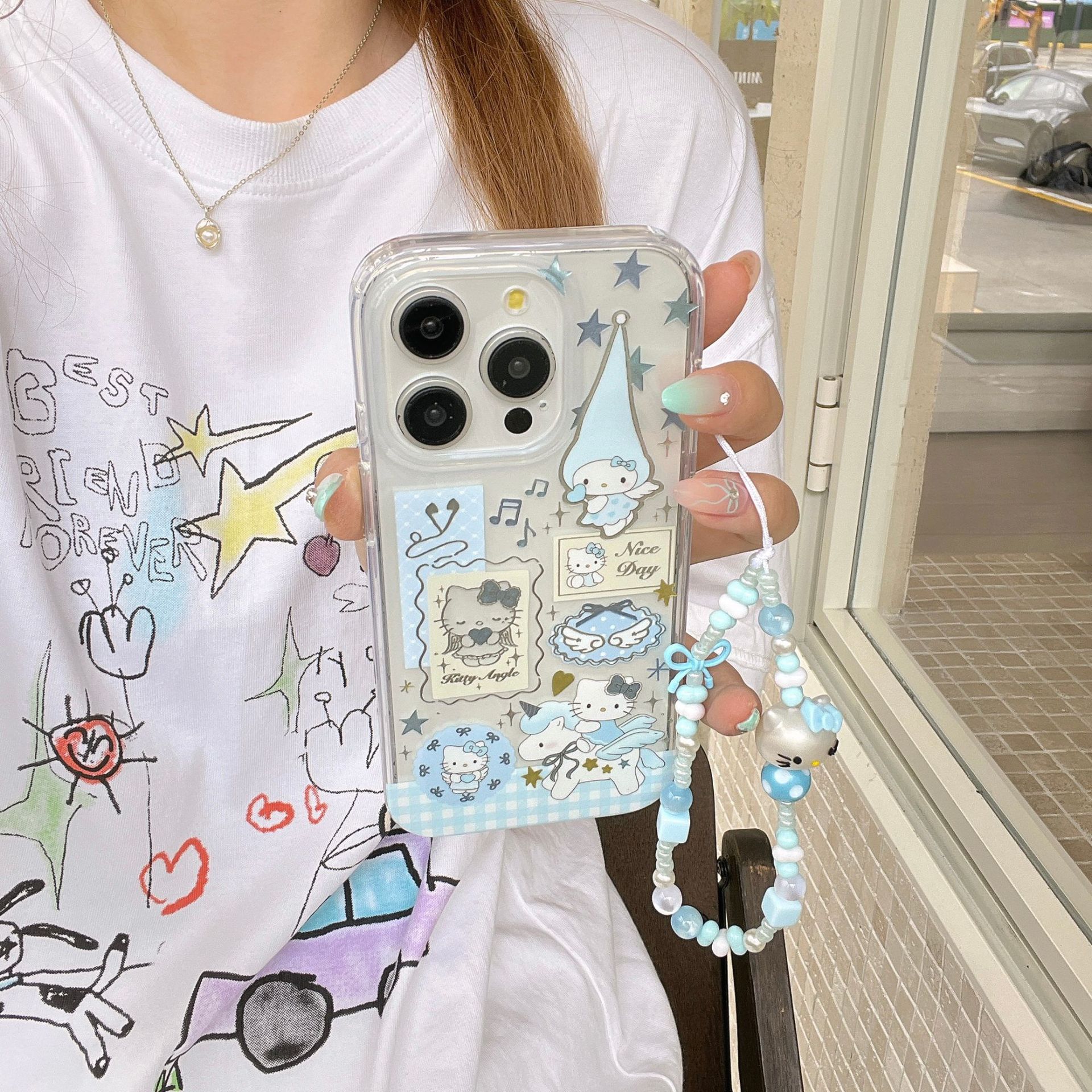 Ins viento azul estrella troyano sombrero largo kt para Apple 16ProMax funda para teléfono móvil iPhone14/13 femenino 15