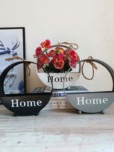 欧式铁艺圆形壁挂花盆摆件吊蓝墙面悬挂花蓝心灵手巧全视场阻燃隔