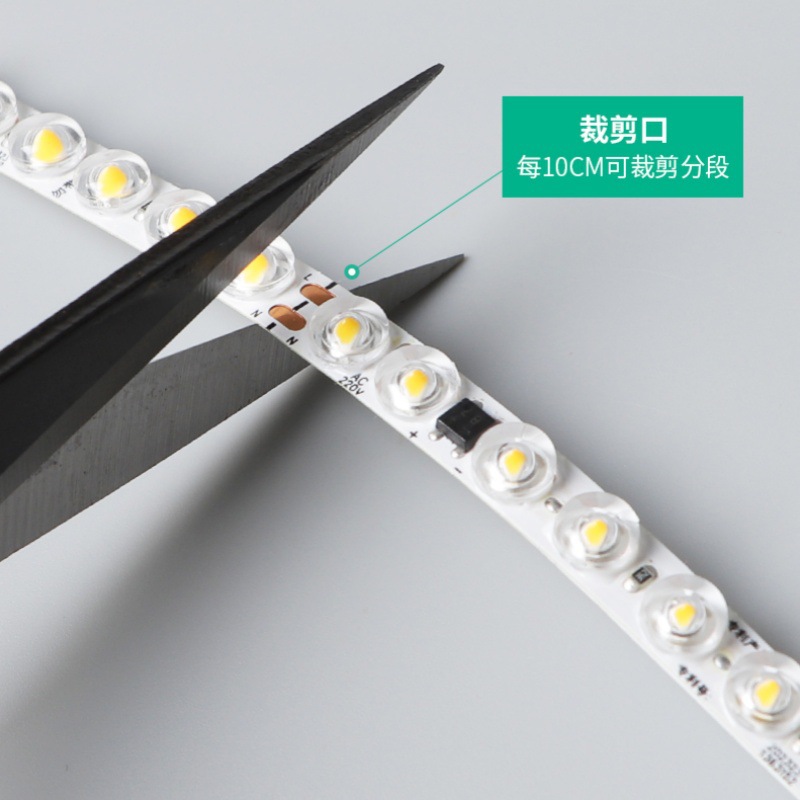 Lente de reflexión difusa tira de luz led con ranura de aluminio adhesivo 220V publicidad flexible sin unidad 8MM tira de luz LED autoadhesiva