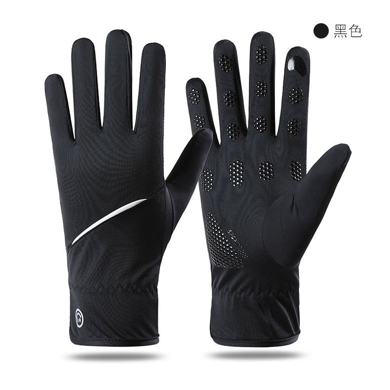 Guantes de seda de hielo para hombres, deportes al aire libre de verano, conducción, protección solar, sombra ligera, guantes antideslizantes y transpirables con todos los dedos