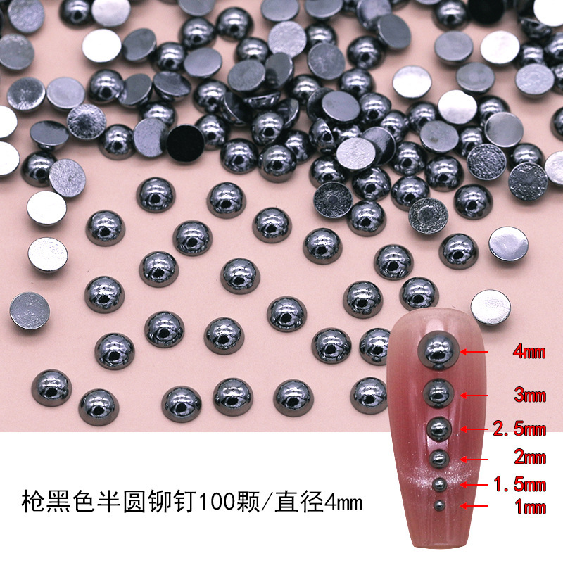 金属ネイルアクセサリー合金半円リベット銀色光沢鋼珠金色平底中実半球爪アクセサリー|undefined