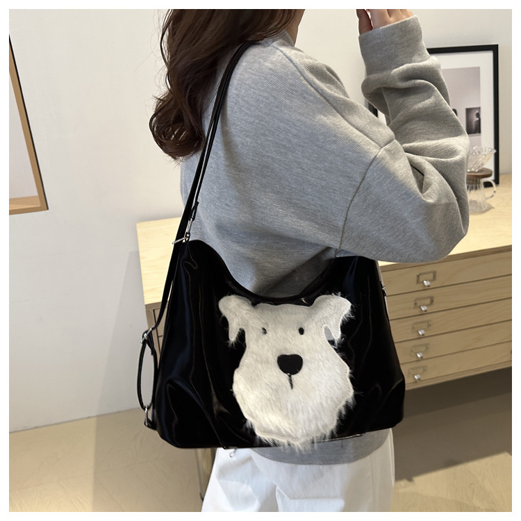 Cute little dog tote bag, women's bag, fashionable new school style backpack, large-capacity commuting single-shoulder bag undefined