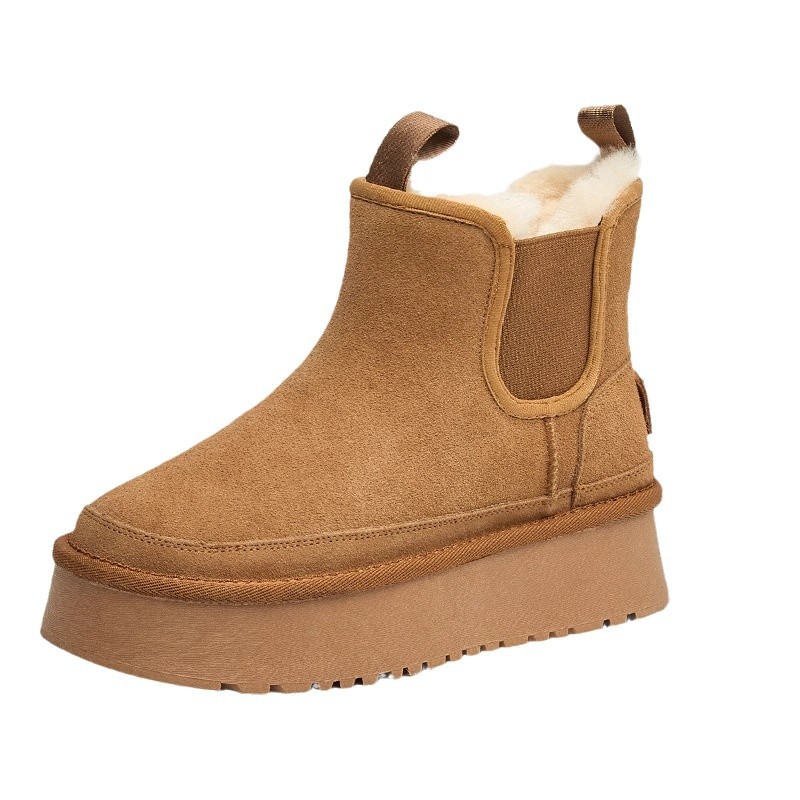 High boots platform, keep warm chelsea, genuine leather