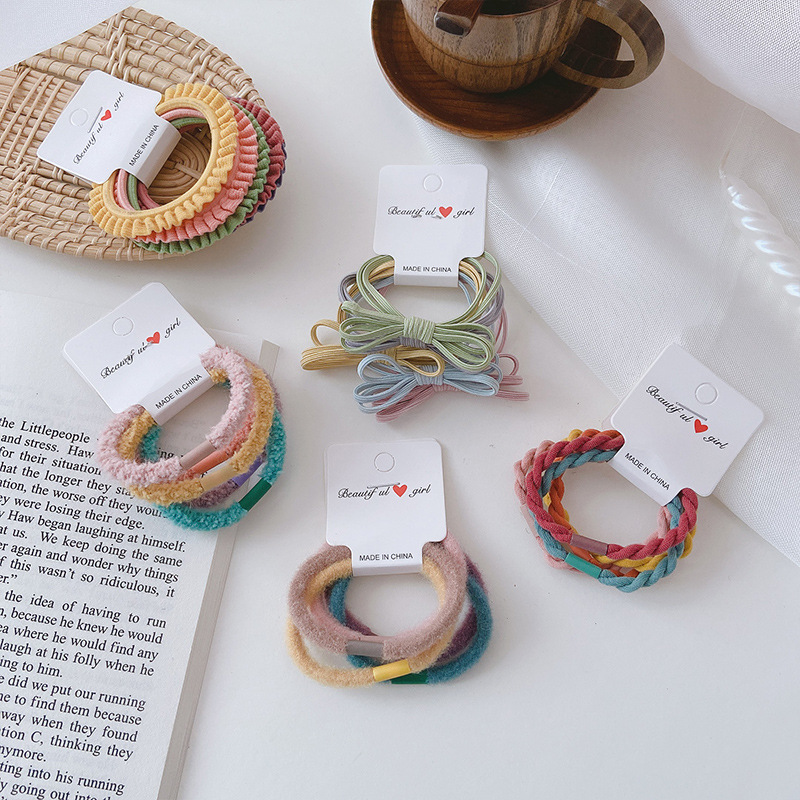 韩国ins简约基础色发绳女 网红毛毛发圈高弹力头绳扎头发皮筋头饰|ru