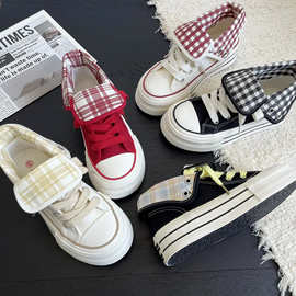 高帮厚底两穿帆布鞋女2025新款秋季复古白色增高小众设计休闲板鞋