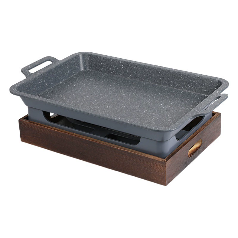 Специальное деревянное сиденье для печи для Жарки Рыбы Коммерческая прямоугольная угольная спиртовая плита Maifan Stone с антипригарным покрытием из баранины Глубокая тарелка для Жарки Рыбы Лоток для Жарки Рыбы