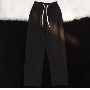 2024 New straight jeans men's spring loose Hong Kong style retro pants slimming high waist wide leg pants ins fashion