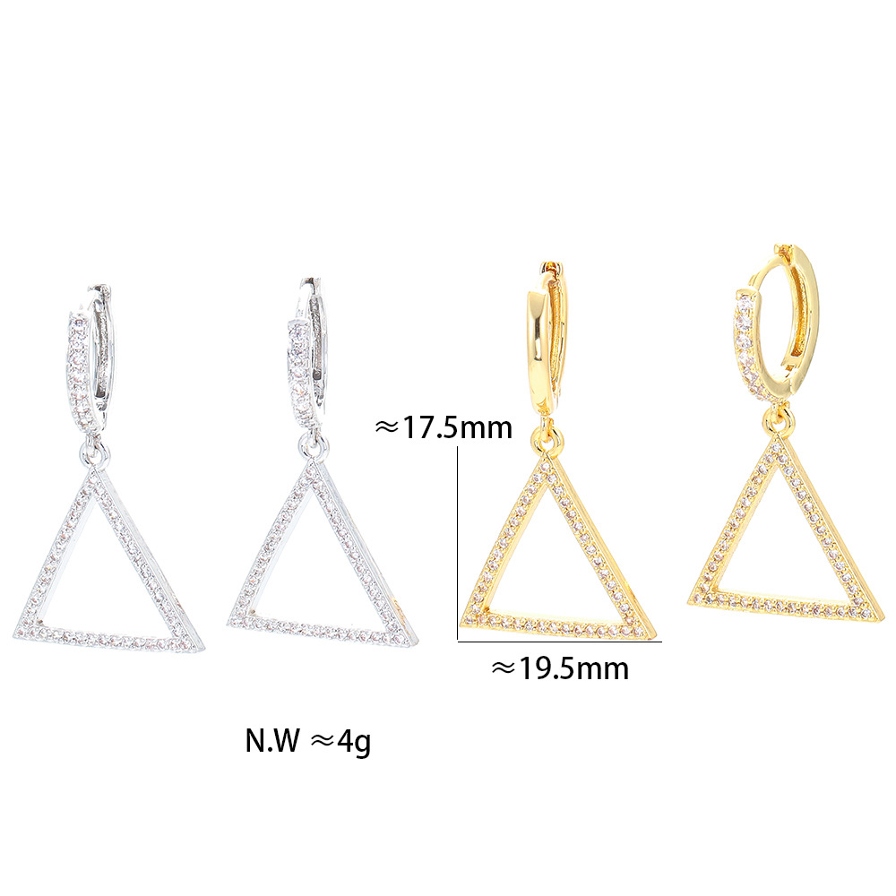 Housewarming, Anniversary, Business, Wedding, Travel, Birthday, Festival Occasion Copper Material Geometric Pattern Fashion Diamond-studded Zircon Geometric Triangle Earrings