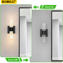 跨境爆款充电免布线轻奢LED水晶壁灯卧室床头镜前灯客厅长条壁灯