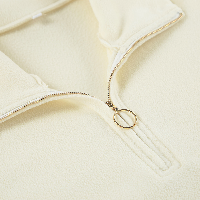 Autumn Winter Lazy Knitted Lamb Cashmere Beige Loose Fitting Casual Pullover All Matching Collared Sports Women Top