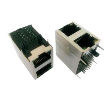 带灯RJ45连接器/带灯RJ45母座,带灯网孔RJ45接口,RJ45端口插座2孔