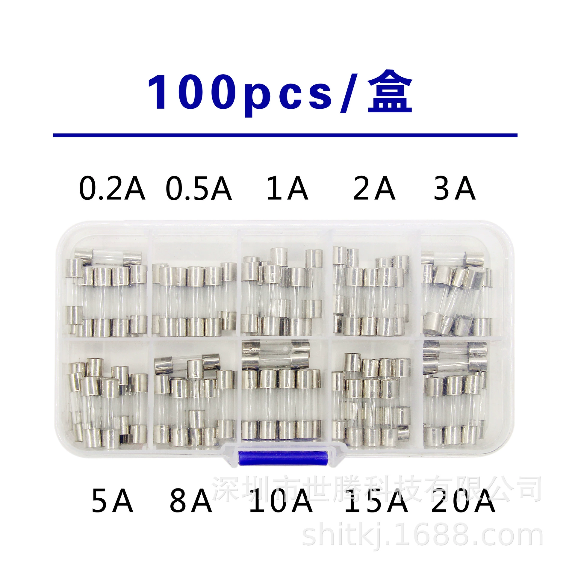 Стеклянный предохранитель 0,2A ~ 20A предохранитель предохранитель предохранитель 100PCS в штучной упаковке