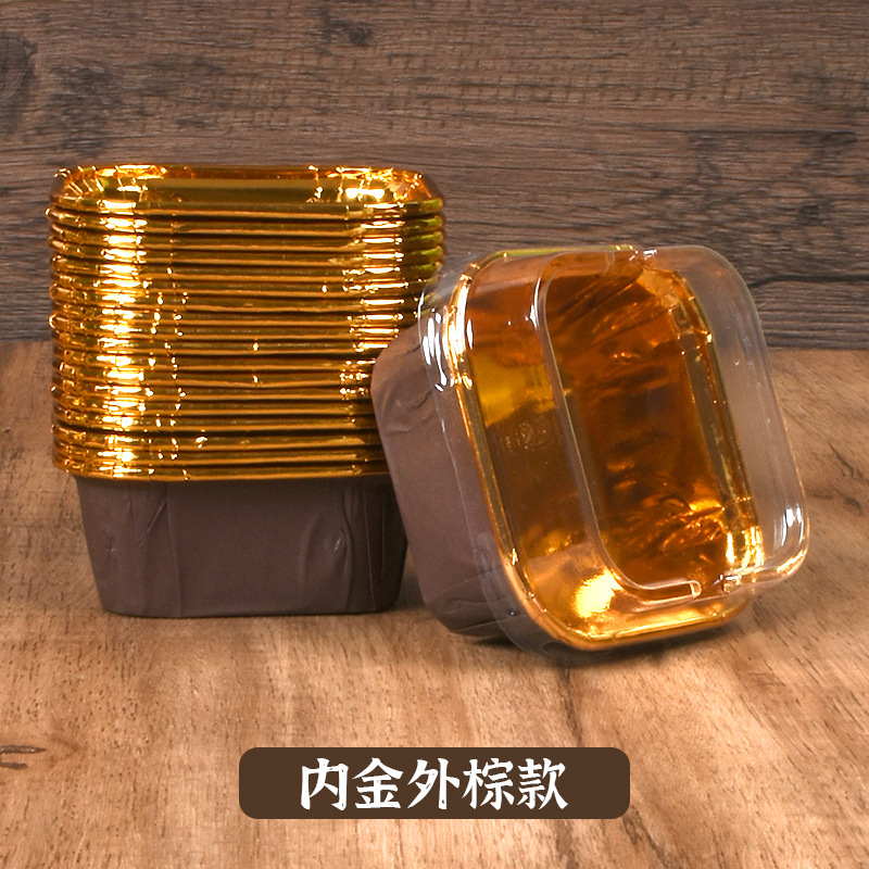 Grueso resistente a altas temperaturas cuadrado al vapor pastel muffin taza de la hornada titular papel película oro y plata rollo con tapa