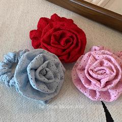 新款玫瑰花大腸發圈手工製作馬尾辮扎頭繩高彈力耐用皮筋發繩頭飾