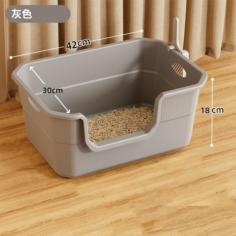 손잡이가 있는 회색 42cm [고양이 배변 상자 + 고양이 배변 국자]