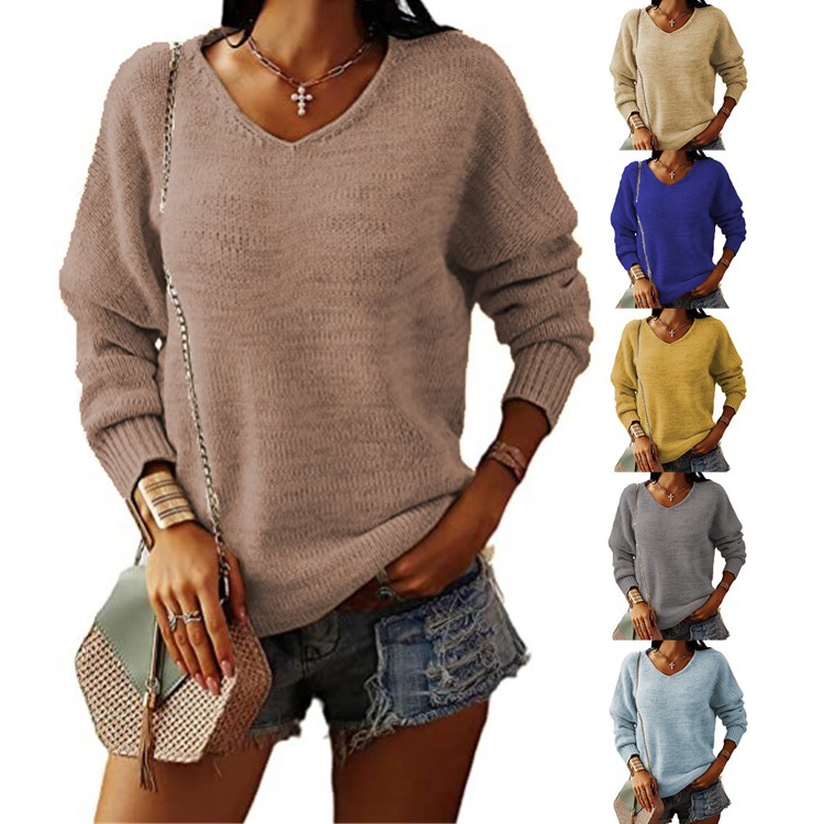 demi-season knitted solid sweater
