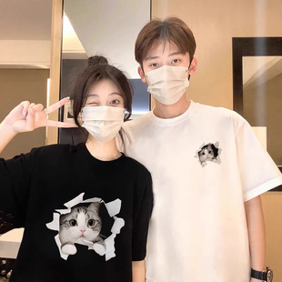 Summer Pure Cotton Short-Sleeved T-Shirt Couple Wear Lazy Style Loose Niche Design Tops for Men and Women Student Trendy Class Uniforms