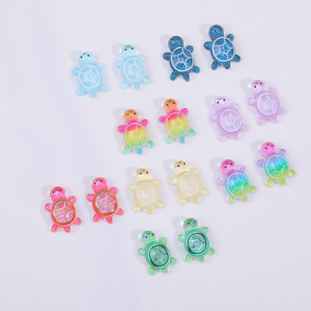 9*12.5mm Gold-Plated Nail Art Resin Turtle Ornament Cartoon Sea Turtle Phone Case Decoration