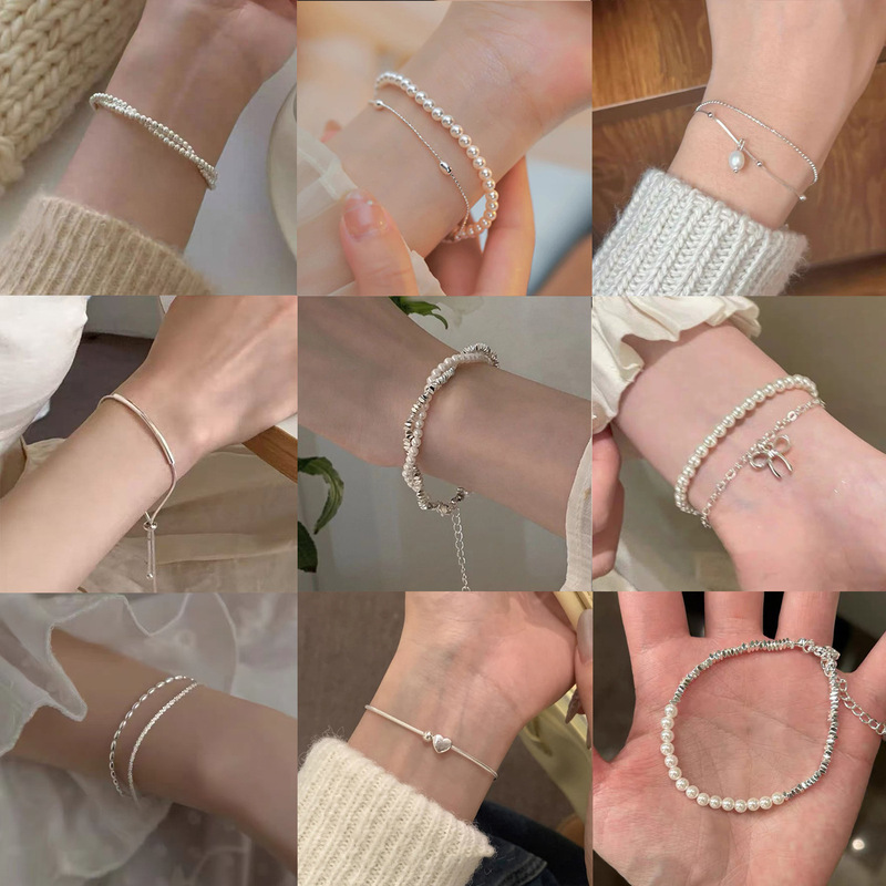 S925 Sterling Silver Bracelet for Women, Broken Silver, a Few Ounces of Heart Heart Bracelet, Niche Design, Cool Style, Simple Bracelet Accessories