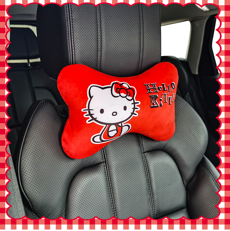 Hellokitty Car Pillow Cute Cartoon Car Headrest Neck Pillow Popular Leather Pillow Bone Pillow for Women