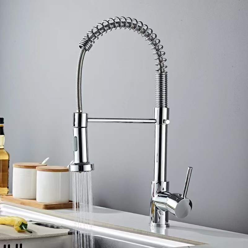 クロスボーダースプリング蛇口キッチン温水シンク食器洗いシンク回転可能なダブルアウトレットユニバーサル防滴蛇口|undefined