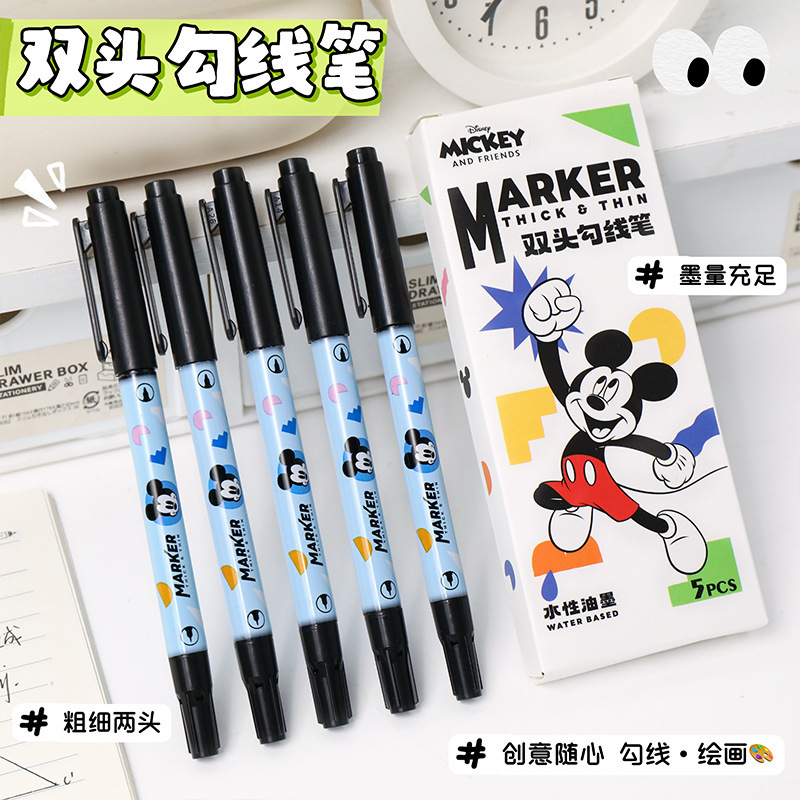 Autenticamente autorizado doble cabeza de arte marcadora acuosa pintura de arte personaje pincel de gancho en stock al por mayor