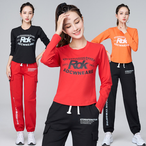 Square dance clothing new style female aerobics performance dance clothing stage casual internet celebrity sports top 303 single shot